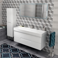 Bathroom furniture MEDIENA - White matt/white matt