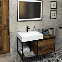 Bathroom furniture SKARA - Black matt/oak Collingwood